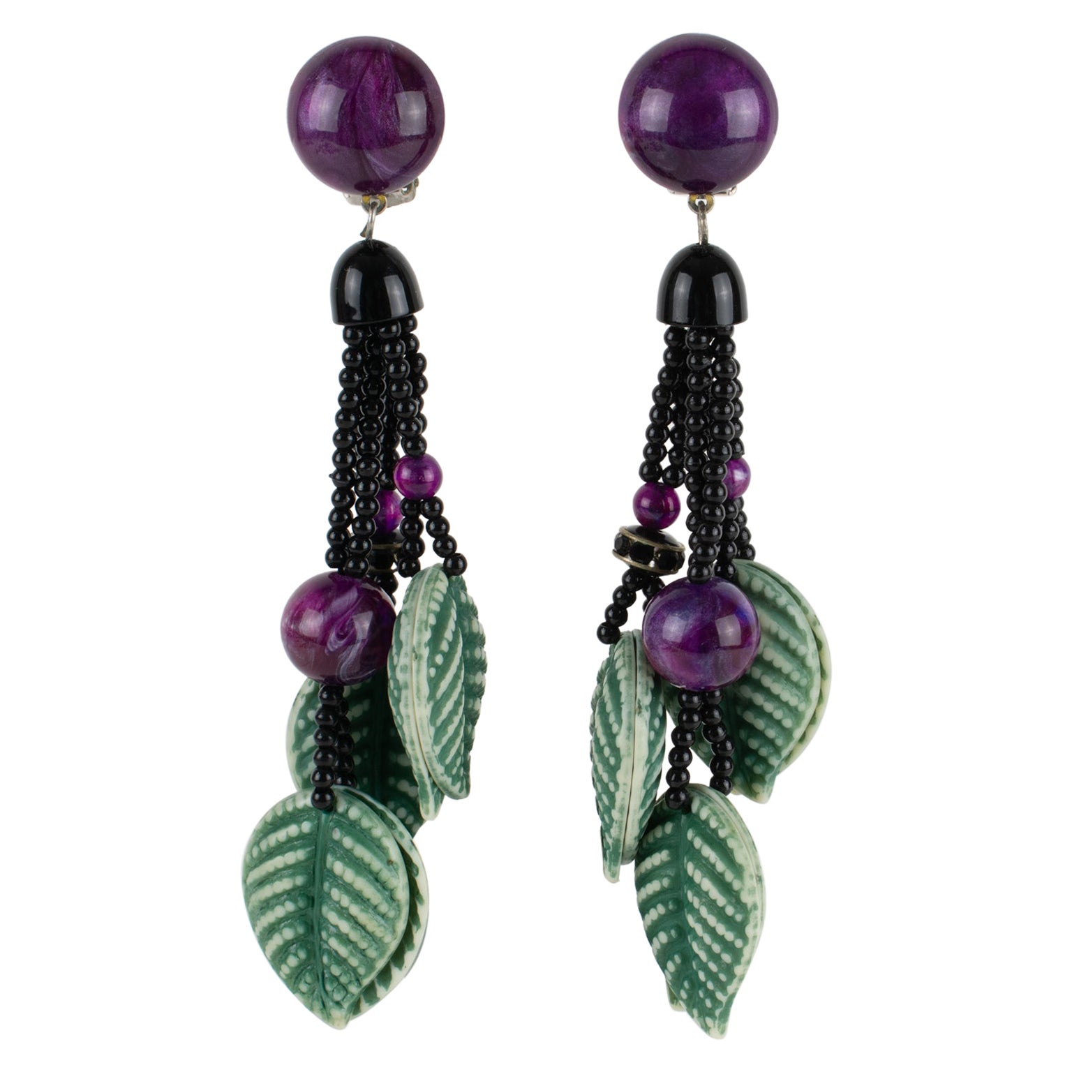 Angela Caputi Orecchini a clip in resina a penzoloni Greene & Greene Design/One in vendita