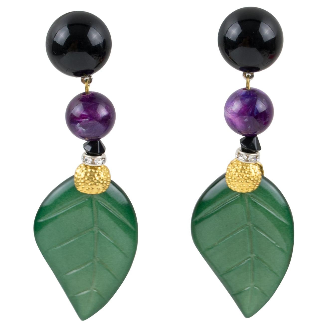 purple,green Resin earrings,purple