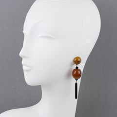 Angela Caputi Dangle Resin Clip Earrings Rootbeer and Carnelian