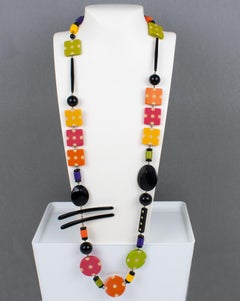 Angela Caputi Extra-Long Resin Necklace Multicolor Playful Design