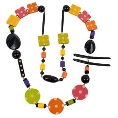 Angela Caputi Extra-Long Resin Necklace Multicolor Playful Design