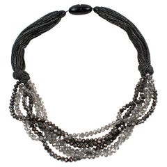 Angela Caputi Glitter Threads and Glass Beads Multi-Strand Choker Necklace