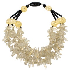 Angela Caputi Choker-Halskette aus Gold-Flakes und schwarzem, mehrreihigem Harz