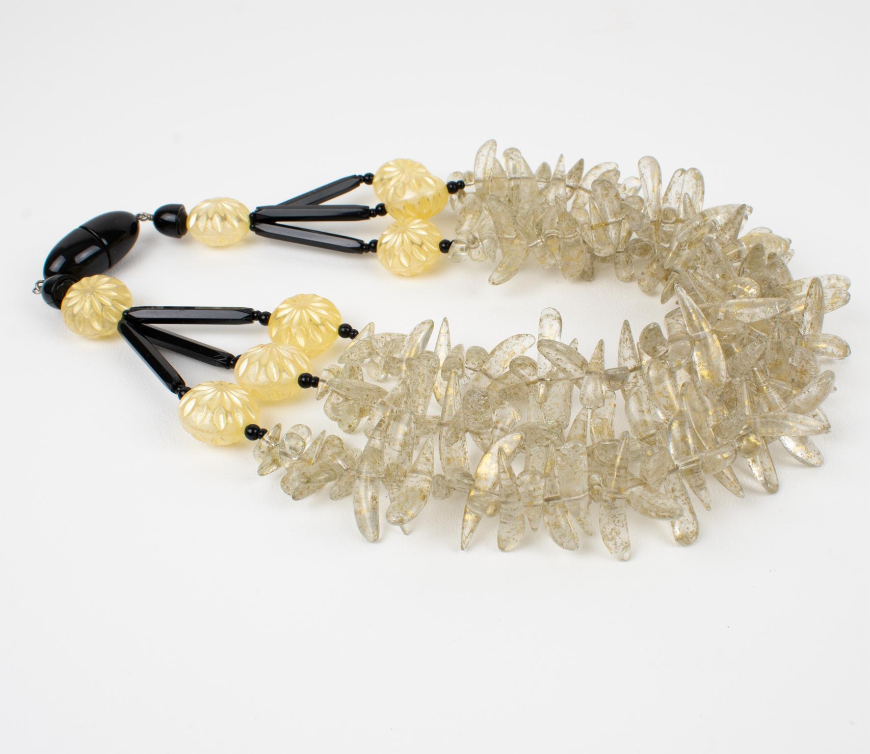 Modern Angela Caputi Gold Glitter and Black Resin Choker Necklace