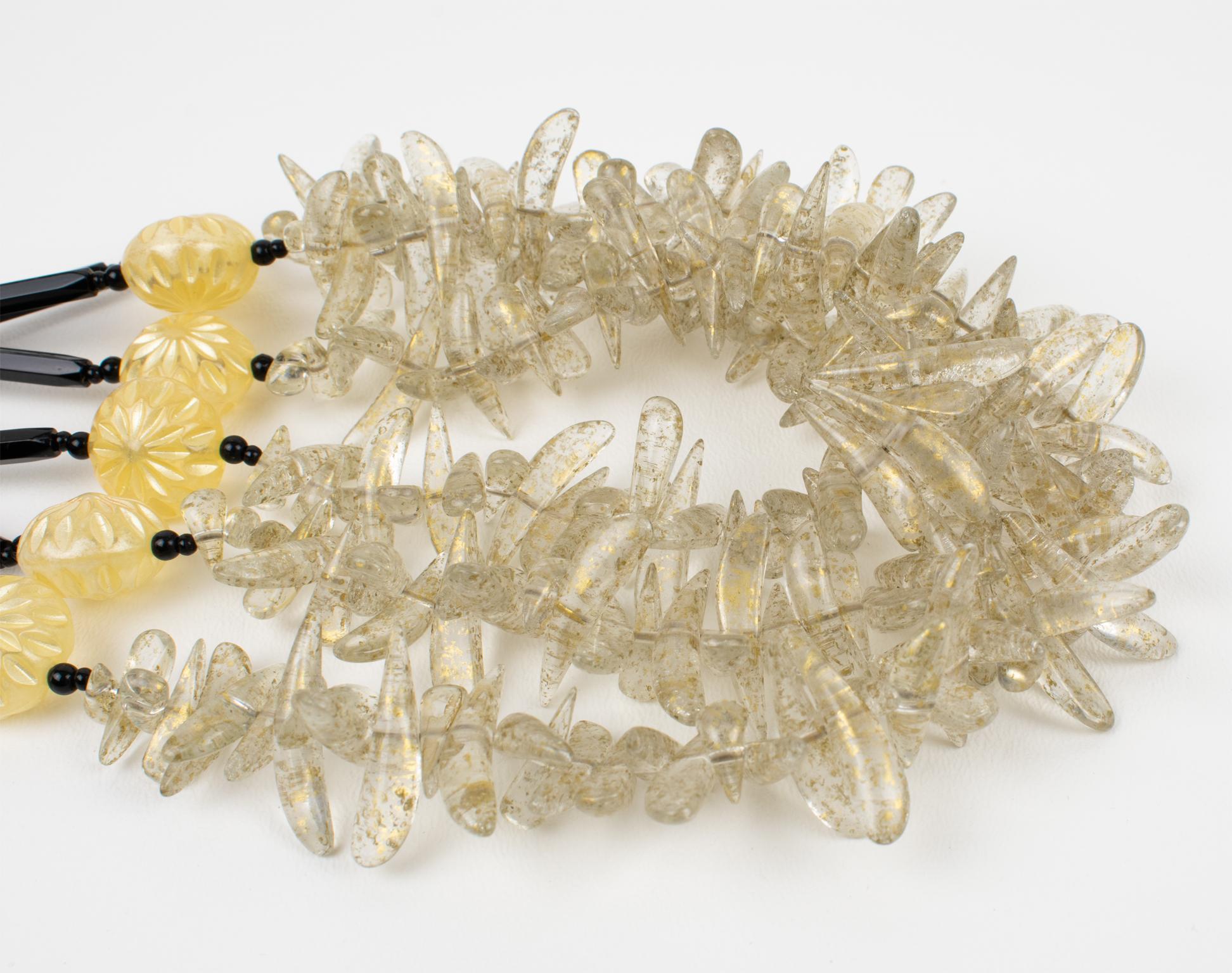 Angela Caputi Gold Glitter and Black Resin Choker Necklace In Excellent Condition In Atlanta, GA