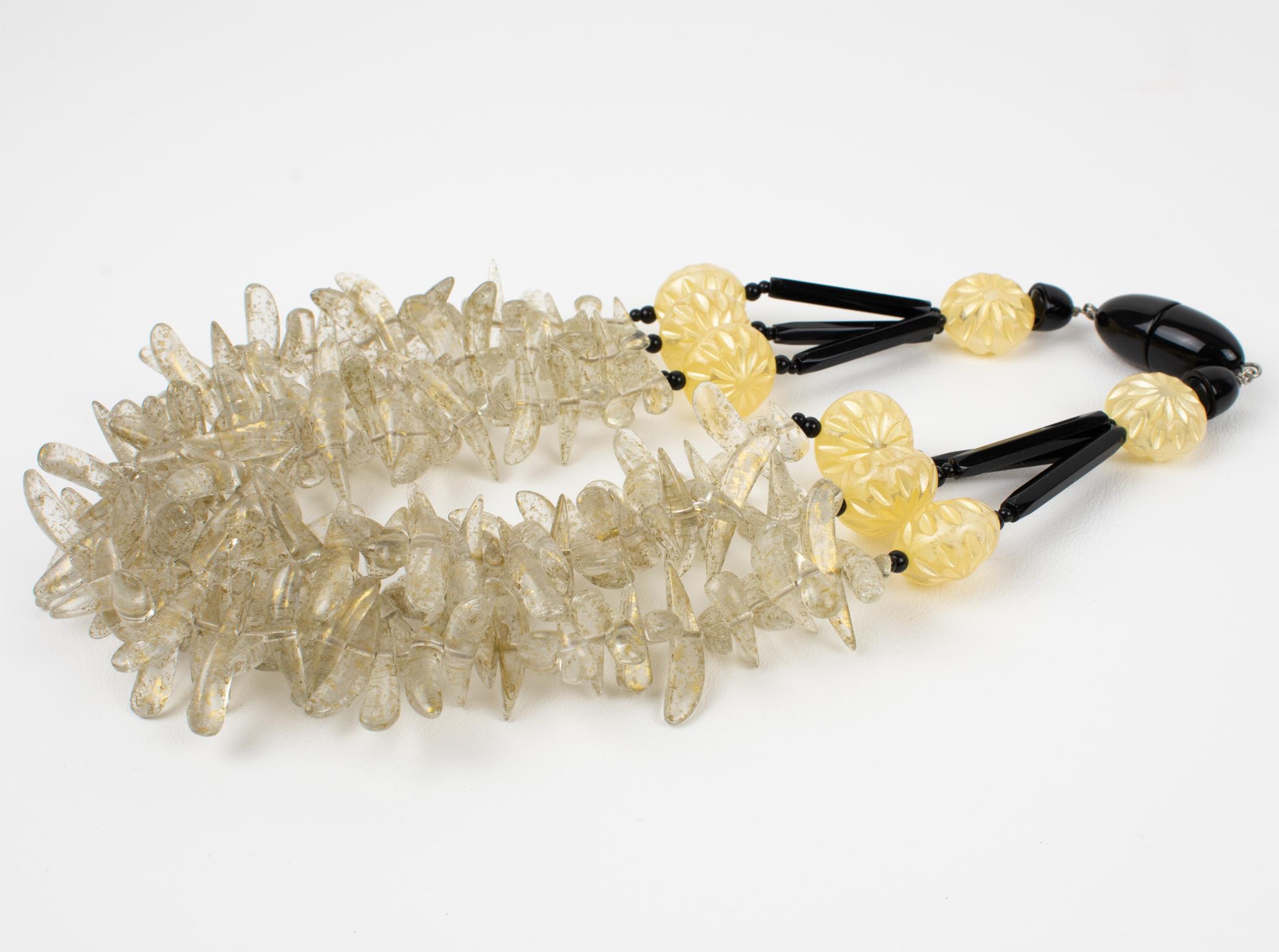 Women's or Men's Angela Caputi Gold Glitter and Black Resin Choker Necklace