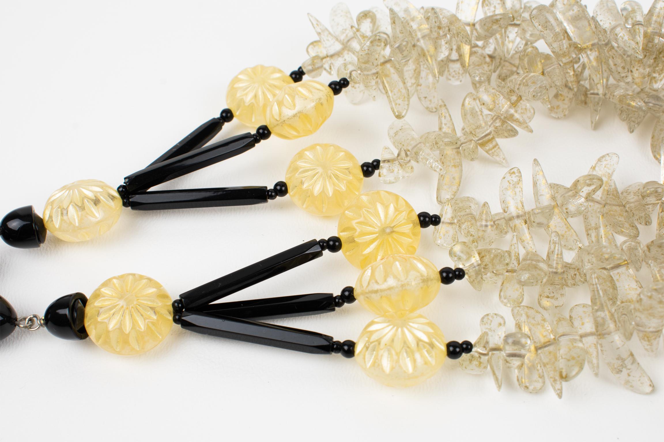 Angela Caputi Gold Glitter and Black Resin Choker Necklace 1