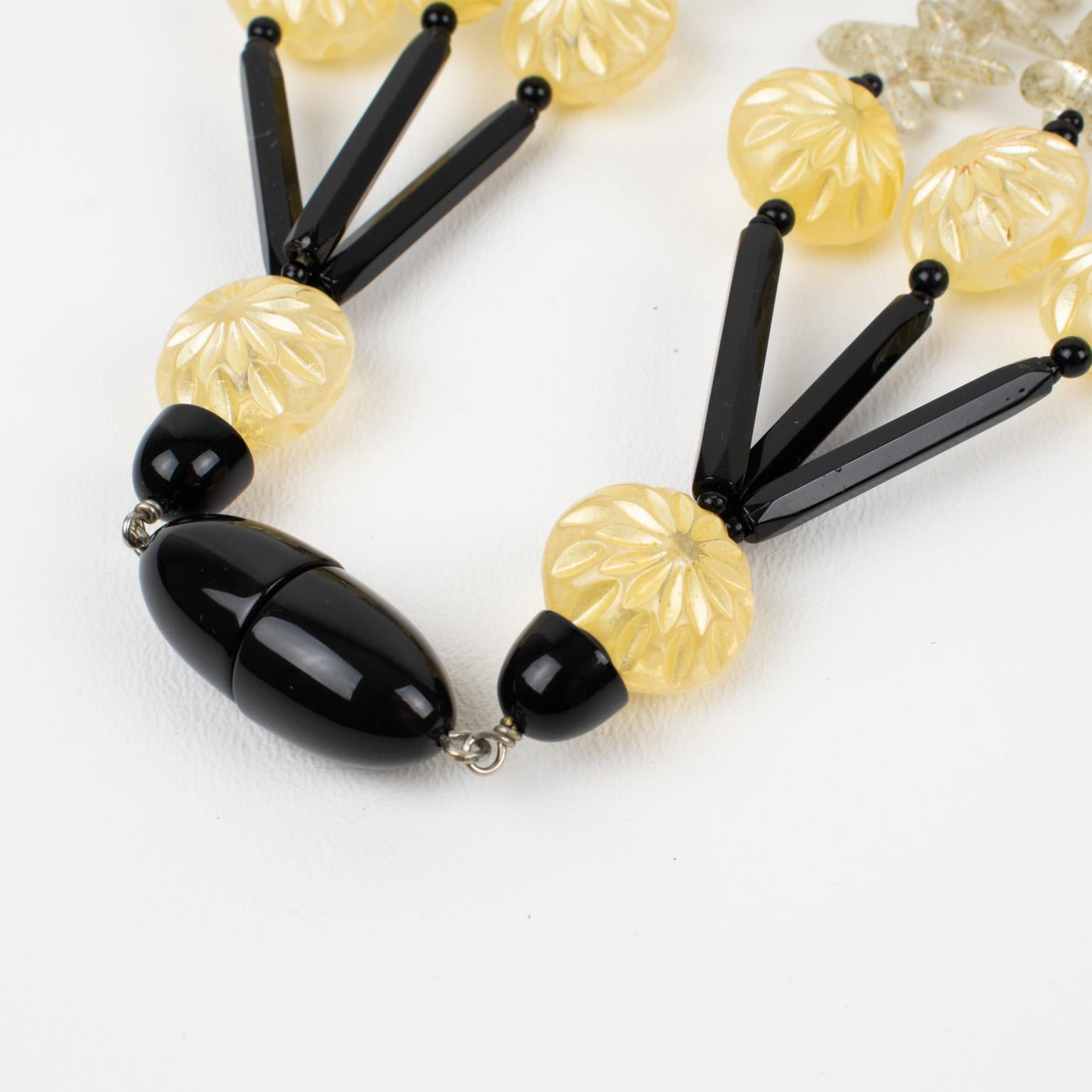 Angela Caputi Gold Glitter and Black Resin Choker Necklace 2