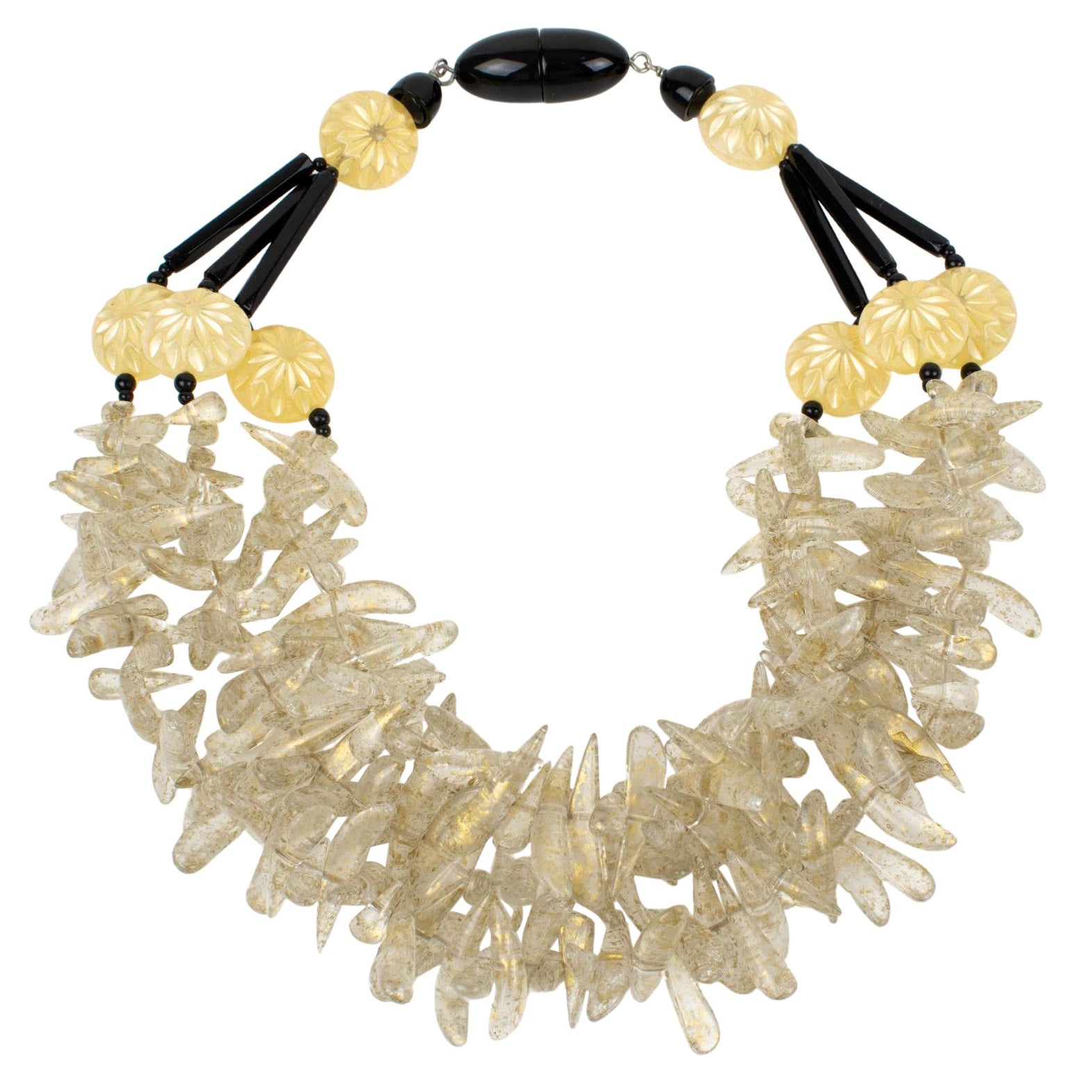 Angela Caputi Gold Glitter and Black Resin Choker Necklace