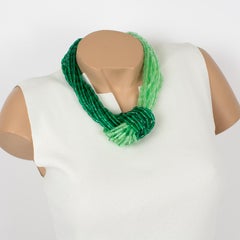 Angela Caputi Green Resin Multi-Strand Knotted Choker Necklace