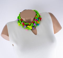 Angela Caputi Green Resin Multi-Strand Necklace with Multicolor Teddy Bears