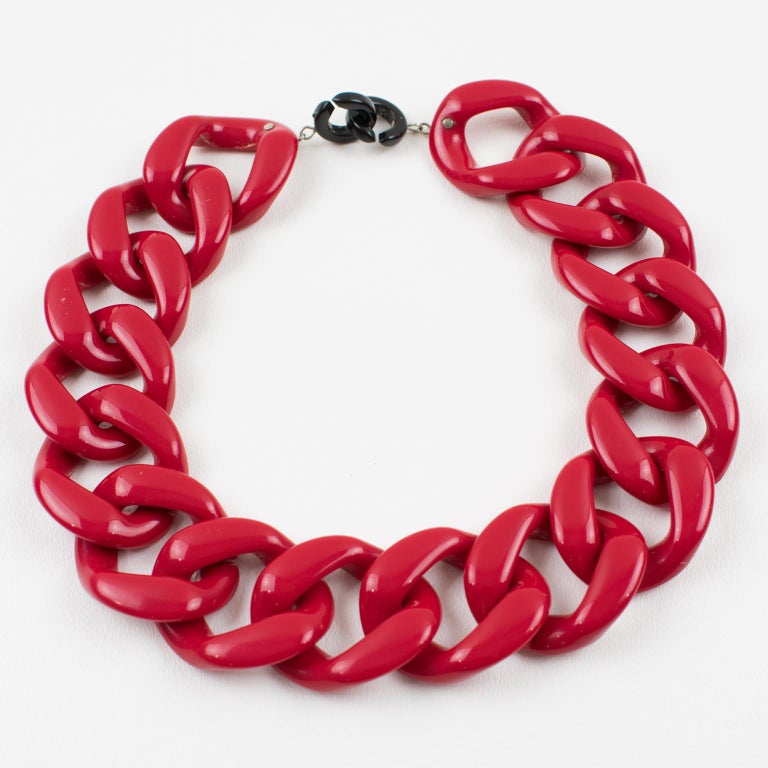 Angela Caputi Italy Choker Necklace Large Red Resin Chain at 1stDibs