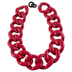 Angela Caputi Italy Choker Necklace Large Red Resin Chain