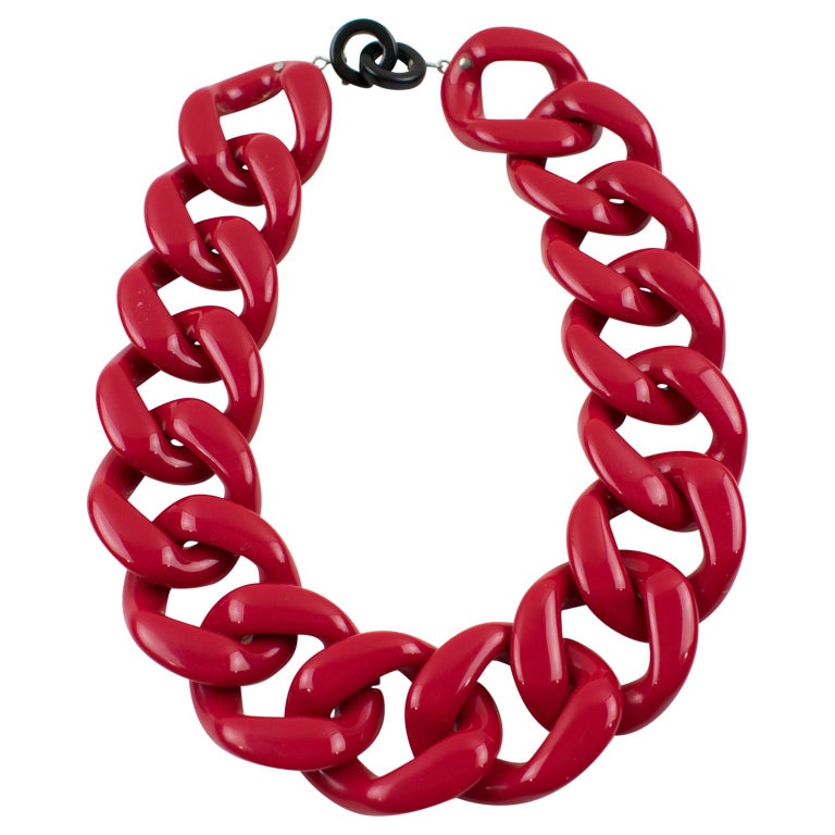 Angela Caputi Italy Choker Necklace Large Red Resin Chain at 1stDibs