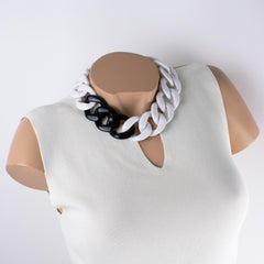 Angela Caputi Italy Choker Necklace Massive Black and White Resin Chain