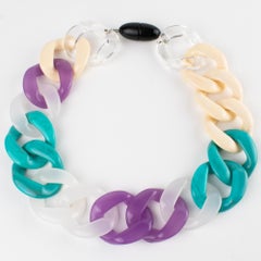 Angela Caputi Italy Choker Necklace Massive Multicolor Resin Chain