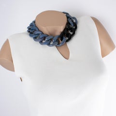 Angela Caputi Italy Choker Necklace Massive Petroleum Blue and Black Resin Chain