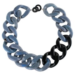 Angela Caputi Italy Choker Necklace Massive Petroleum Blue and Black Resin Chain