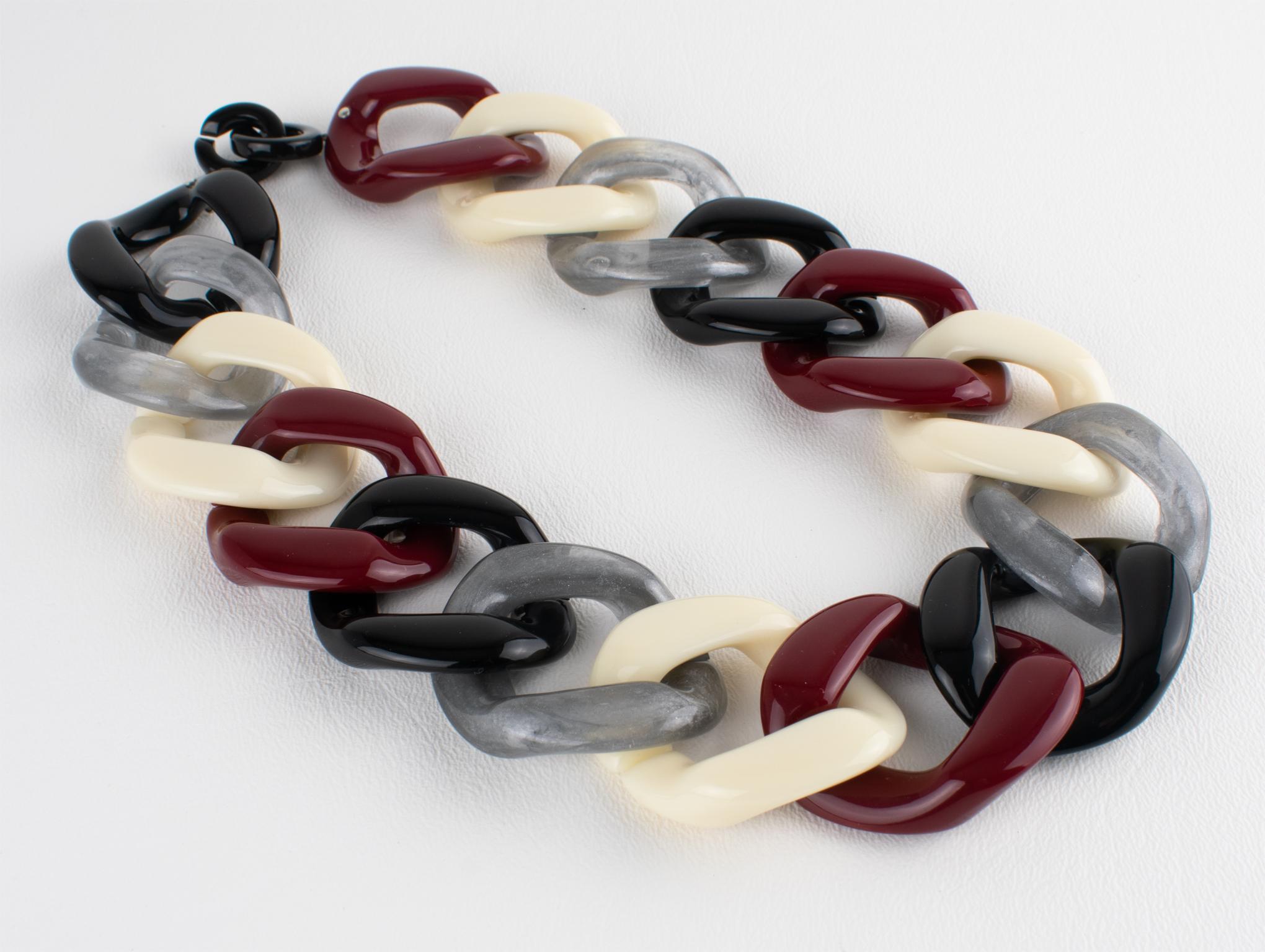 Angela Caputi Italien Choker Halskette Massiv Silber, Schwarz, Rot Harz Kette im Angebot 1