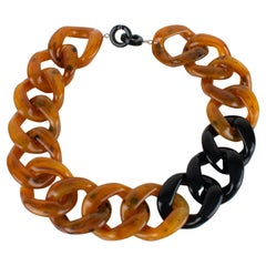 Angela Caputi Italy Choker Necklace Massive Tortoise Resin Chain