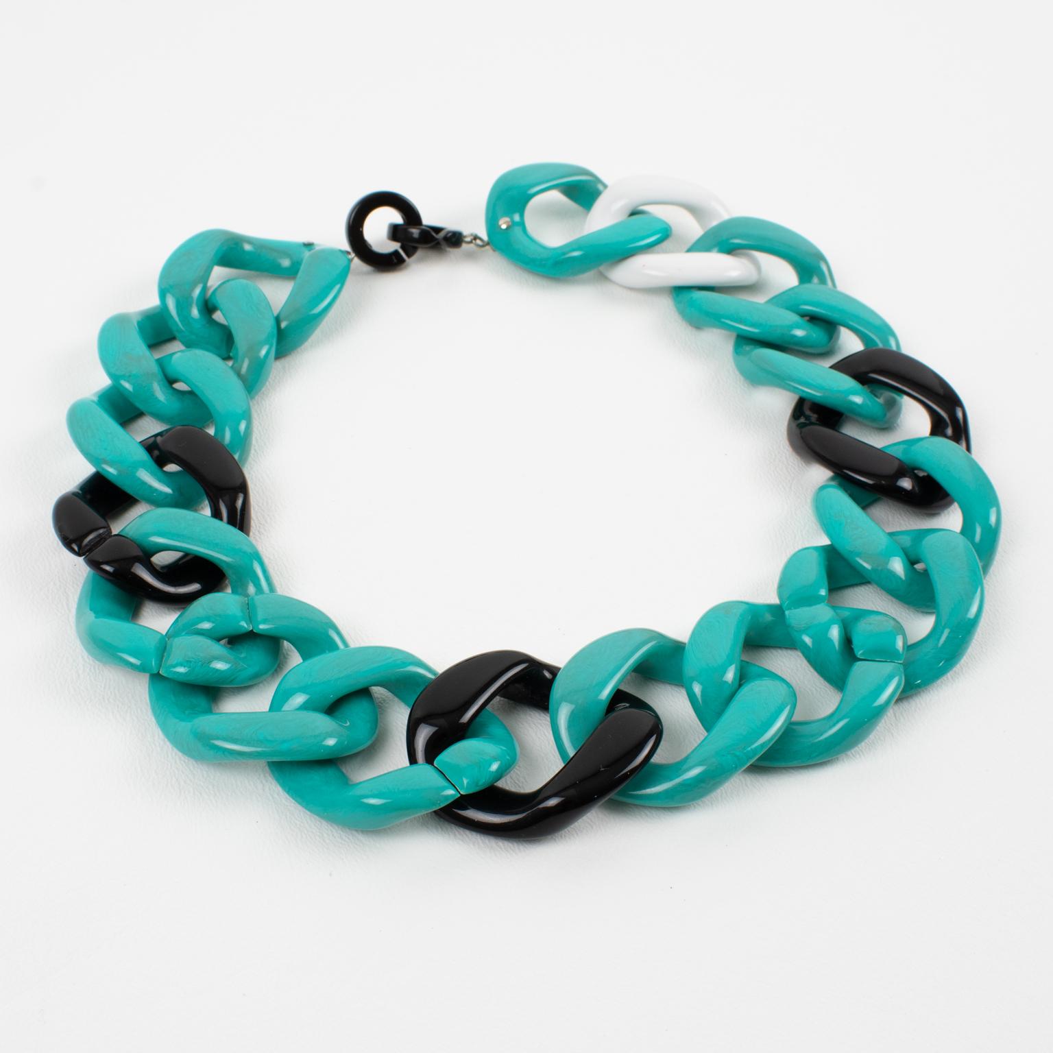Modern Angela Caputi Italy Choker Necklace Massive Turquoise Resin Chain