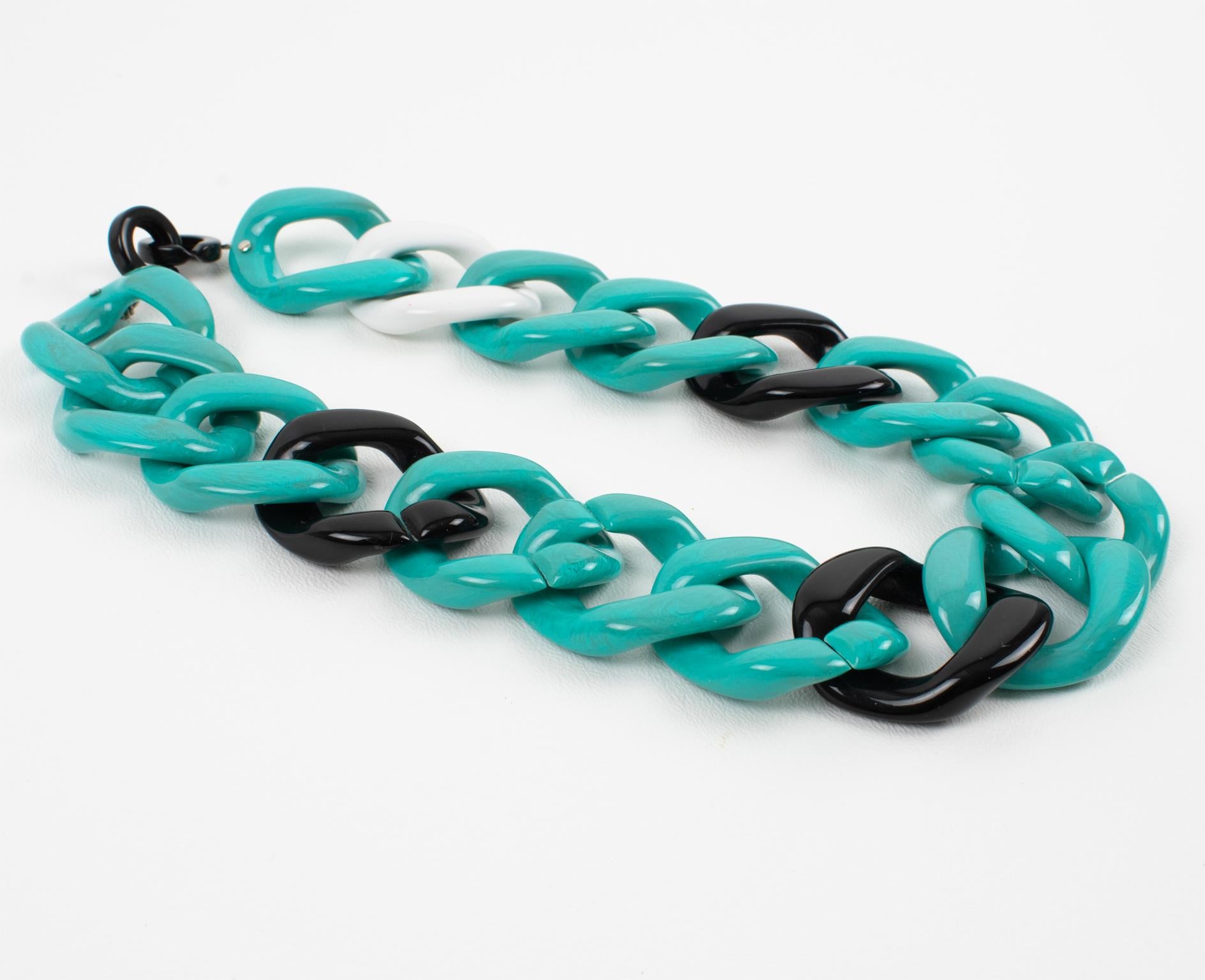 Women's or Men's Angela Caputi Italy Choker Necklace Massive Turquoise Resin Chain
