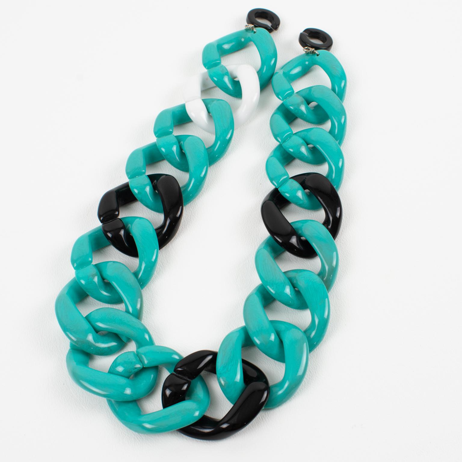Angela Caputi Italy Choker Necklace Massive Turquoise Resin Chain For Sale 3