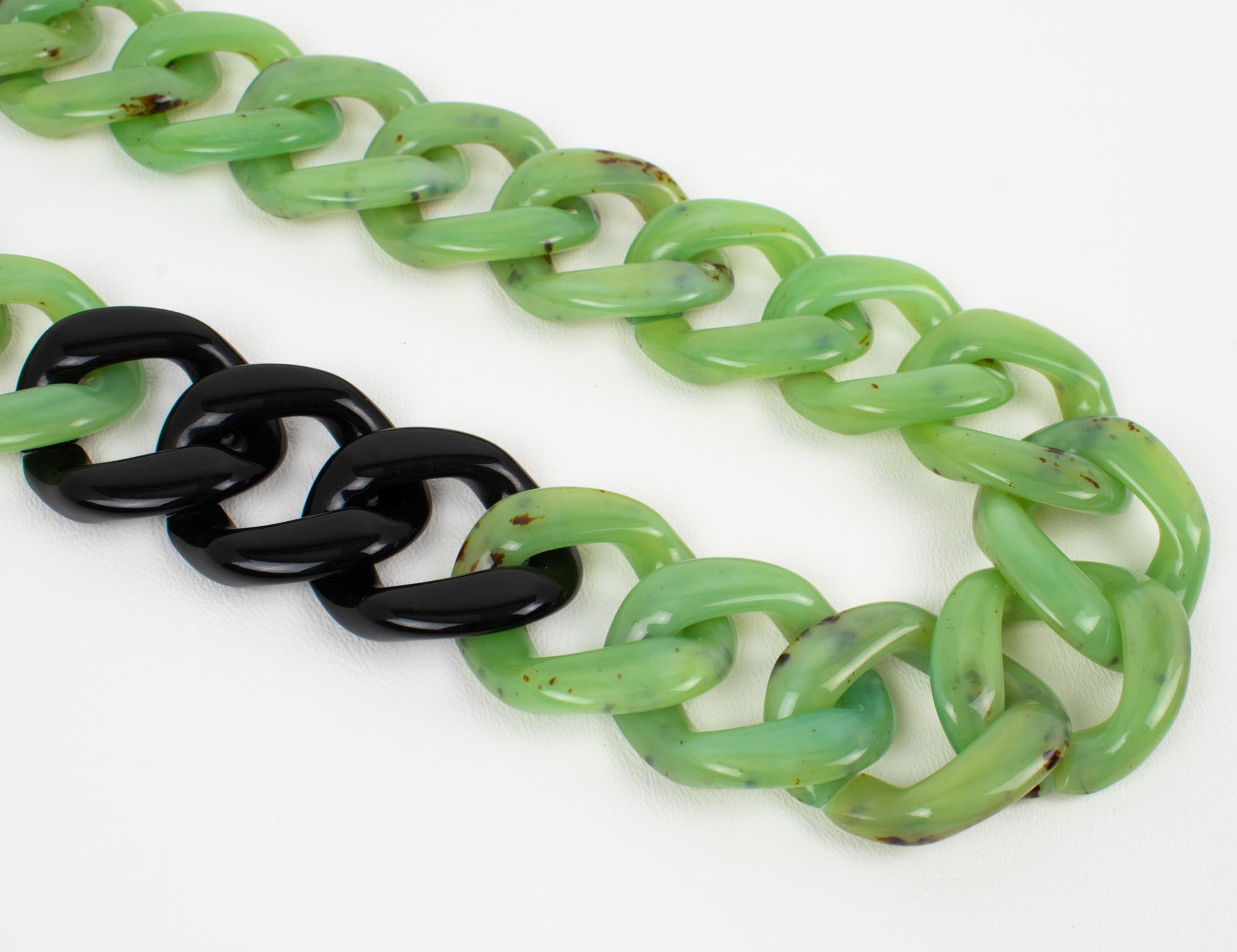 Women's or Men's Angela Caputi Italy Long Necklace Massive Green Resin Chain