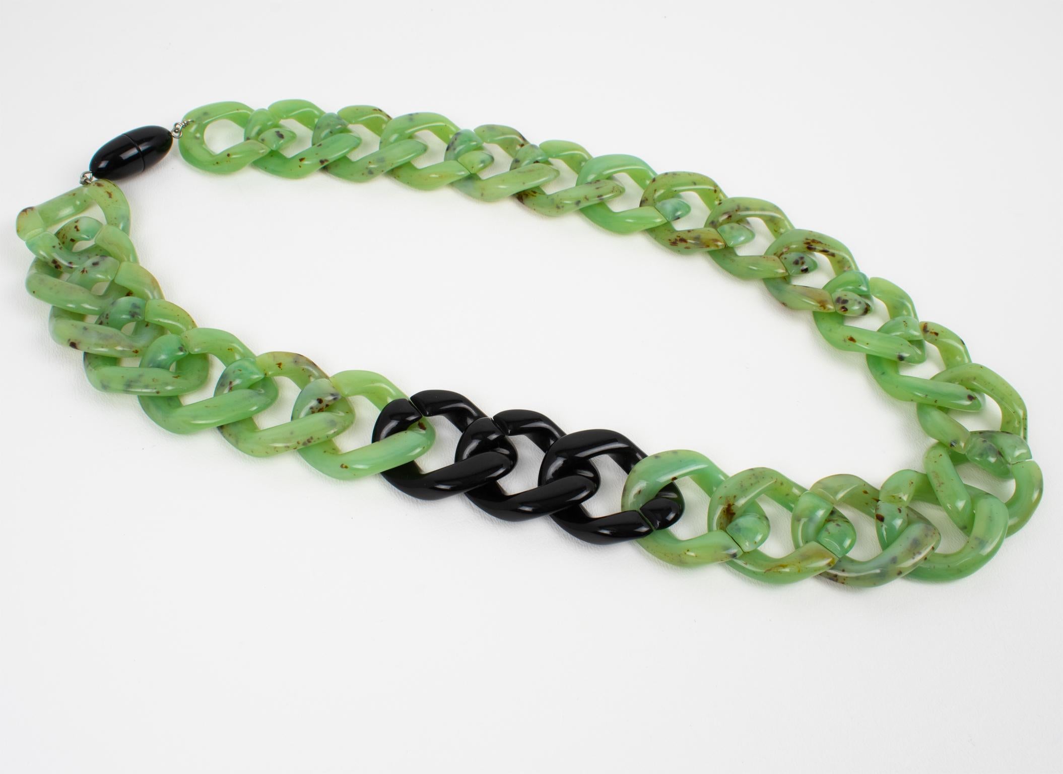 Angela Caputi Italy Long Necklace Massive Green Resin Chain 3