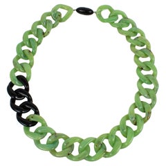 Angela Caputi Italy Long Necklace Massive Green Resin Chain