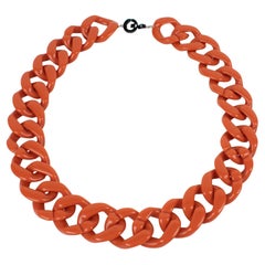 Angela Caputi Italia Collar largo Calabaza masiva Cadena de resina naranja