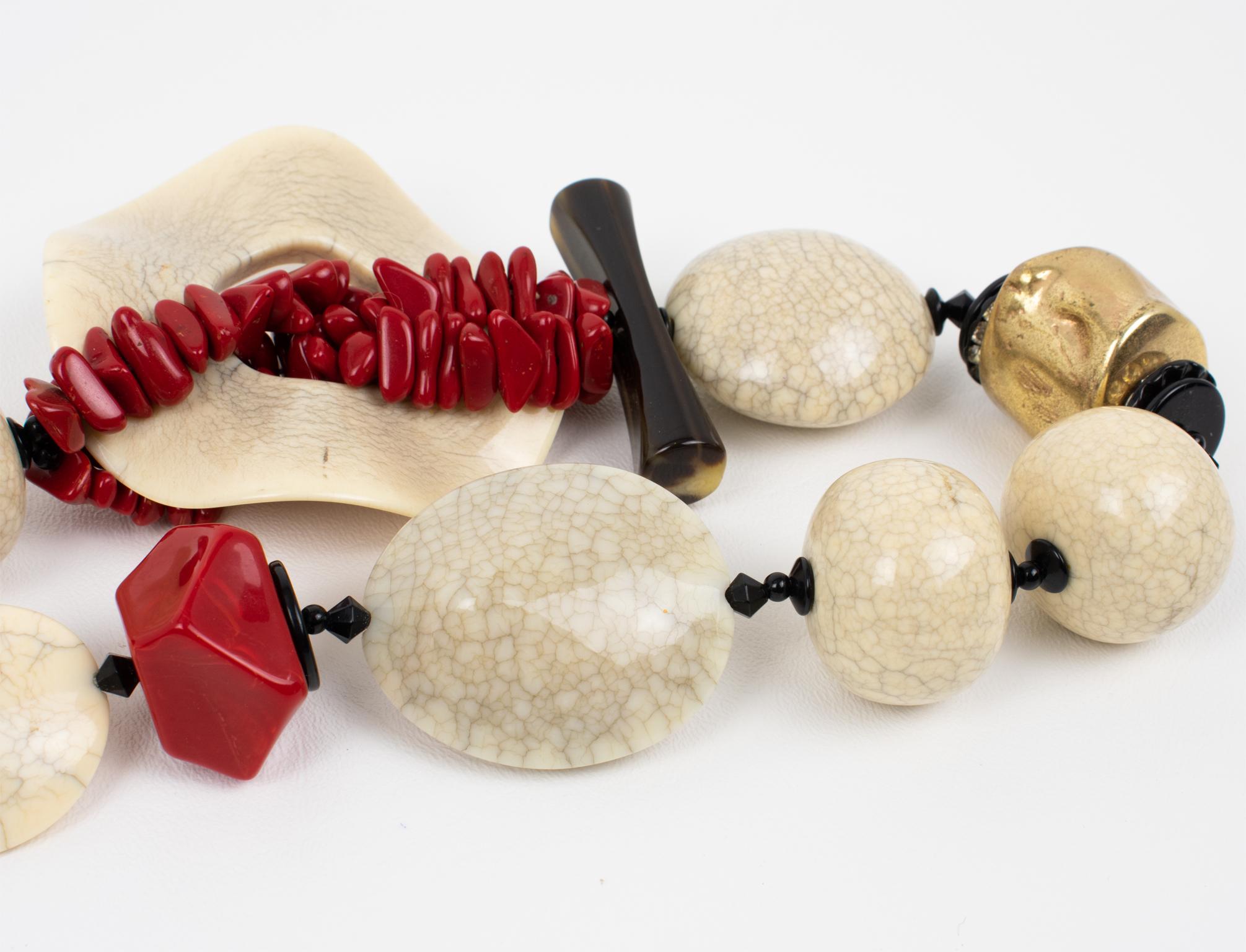 Angela Caputi Japanese Inspiration Resin Choker Necklace with Faux-Ceramic Beads For Sale 5