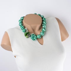 Angela Caputi Japanese-Inspired Resin Choker Necklace with Green Flowers