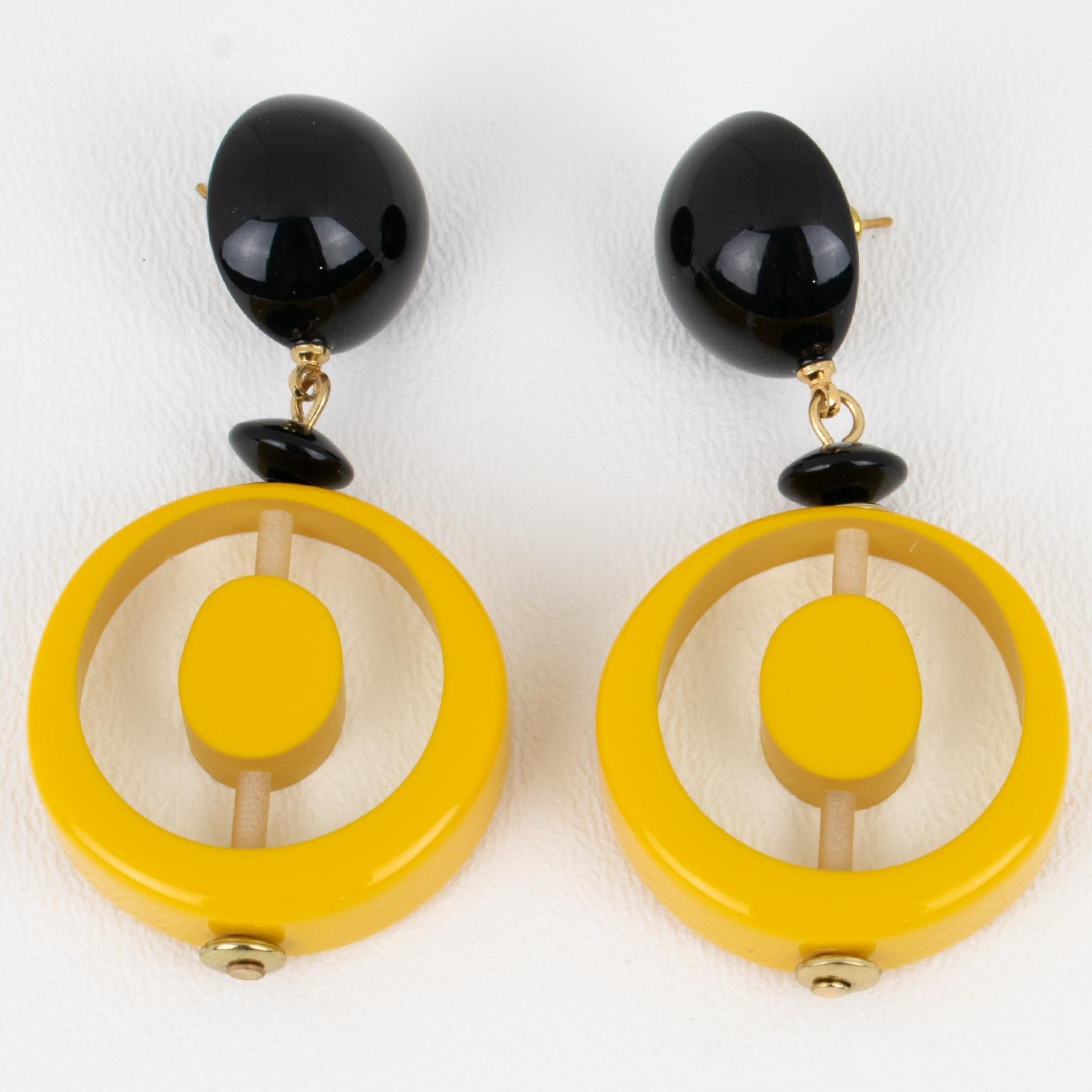Angela Caputi Marigold Resin Dangle Pierced Earrings For Sale 3