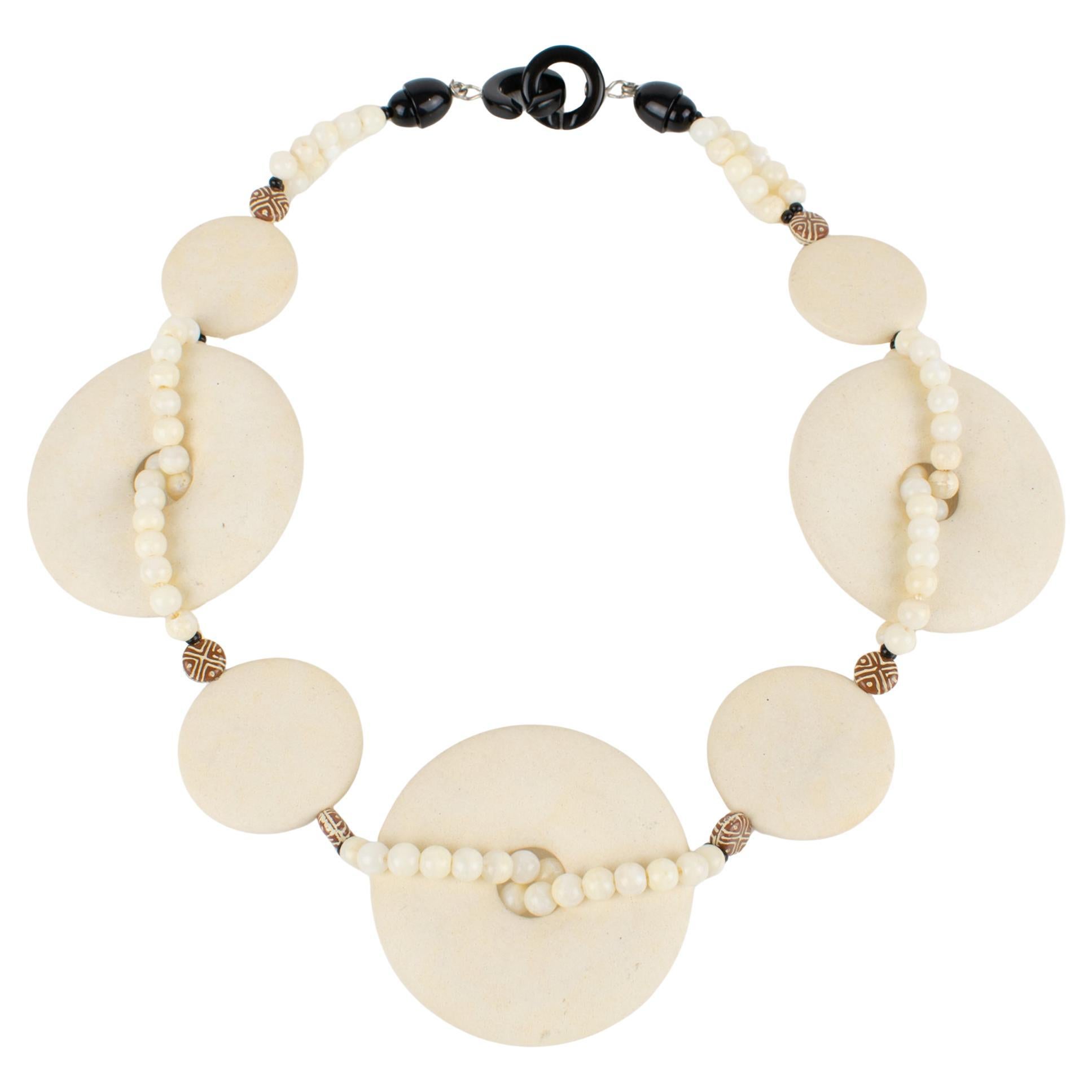 Angela Caputi Modernist Choker Halskette Travertin-ähnliches Kunstharz-Design