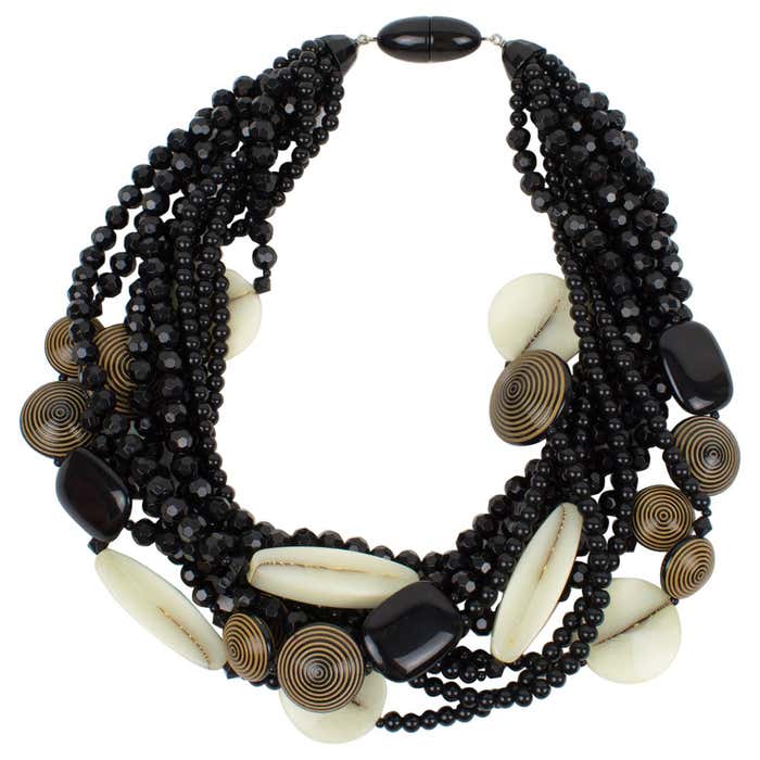 Angela Caputi Multi-Strand Resin Choker Necklace with Fall Colors For ...