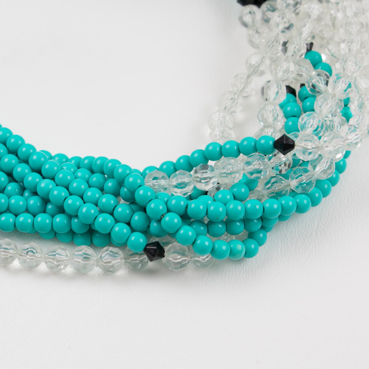 Angela Caputi Multi-Strand Resin Necklace Turquoise Flower 4