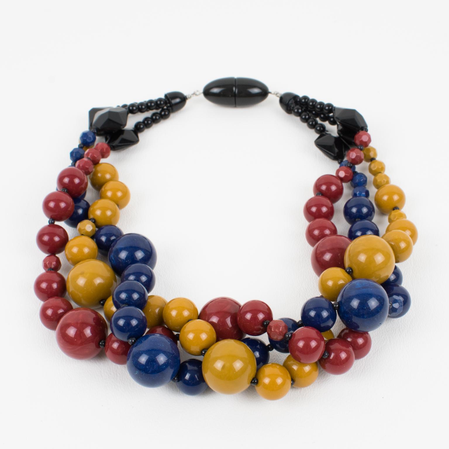 Angela Caputi Mehrreihige dreifarbige Choker-Halskette aus Harz im Zustand „Hervorragend“ im Angebot in Atlanta, GA