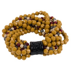 Angela Caputi Multi-Strand Yellow Mustard Resin Beaded Bracelet