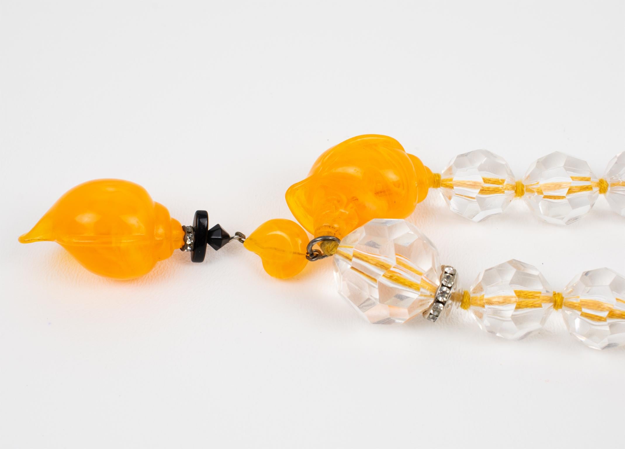 Angela Caputi, collier ras du cou en résine orange avec perles facettées Excellent état à Atlanta, GA