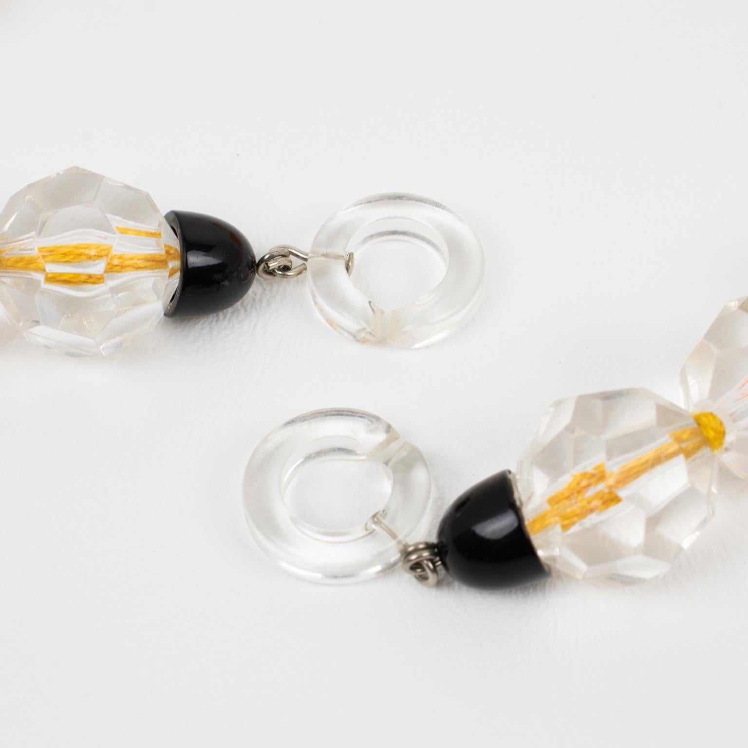 Angela Caputi, collier ras du cou en résine orange avec perles facettées 2