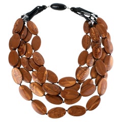 Angela Caputi - Collana a più fili in resina marrone cacao perlato