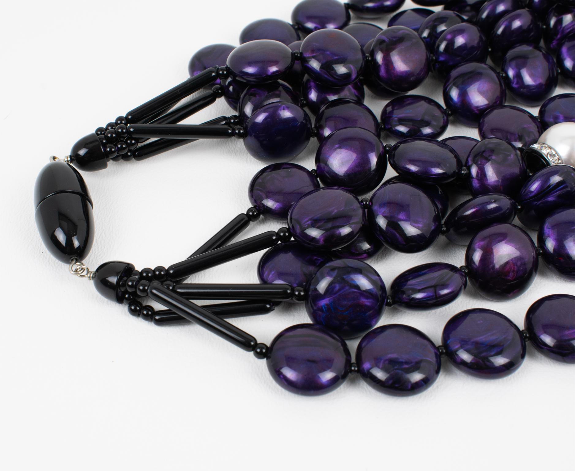 Angela Caputi Lila Harz Mehrreihige Choker-Halskette im Angebot 5