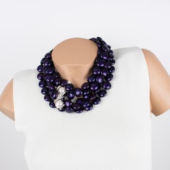 Angela Caputi Purple Resin Multi-Row Choker Necklace