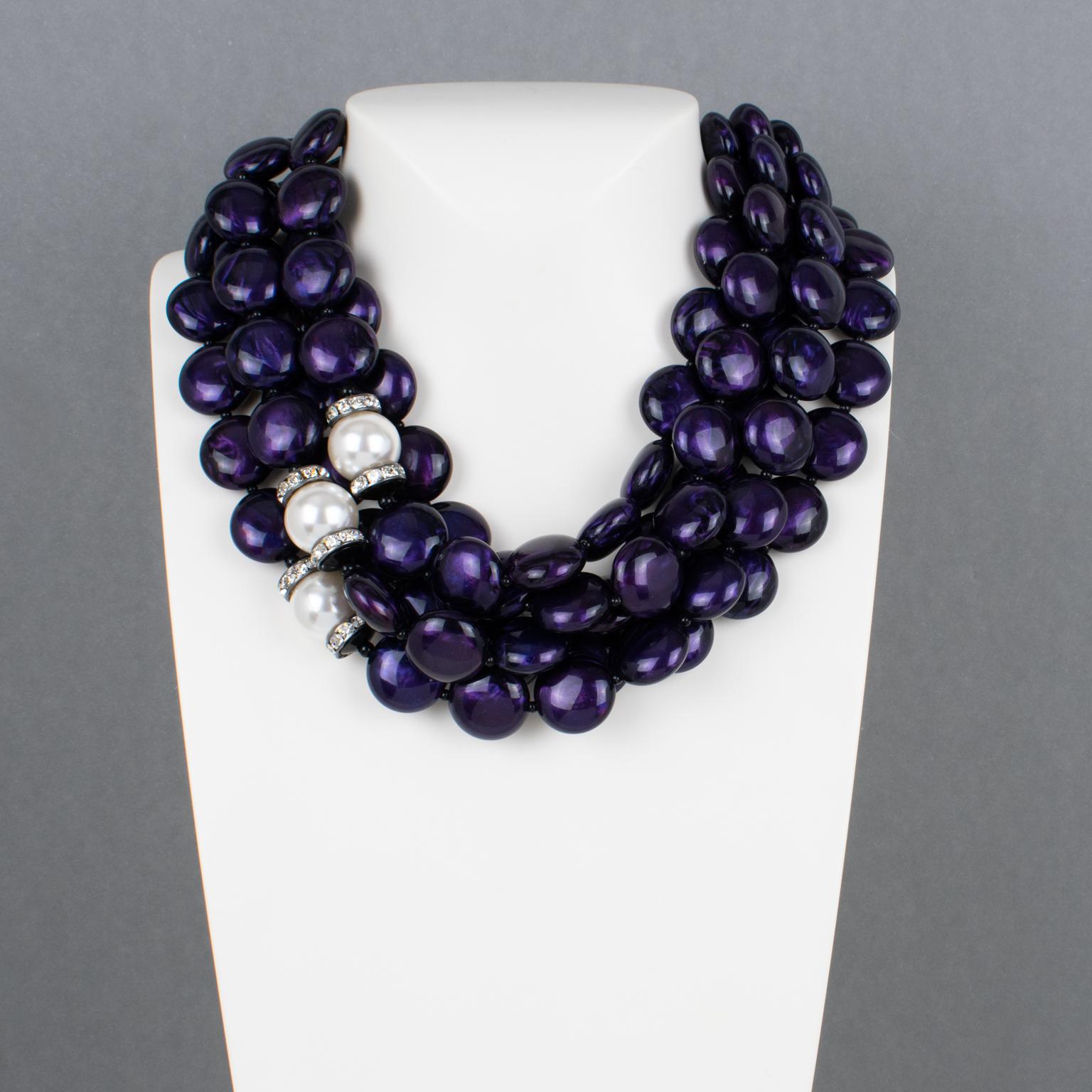 Angela Caputi Lila Harz Mehrreihige Choker-Halskette (Moderne) im Angebot