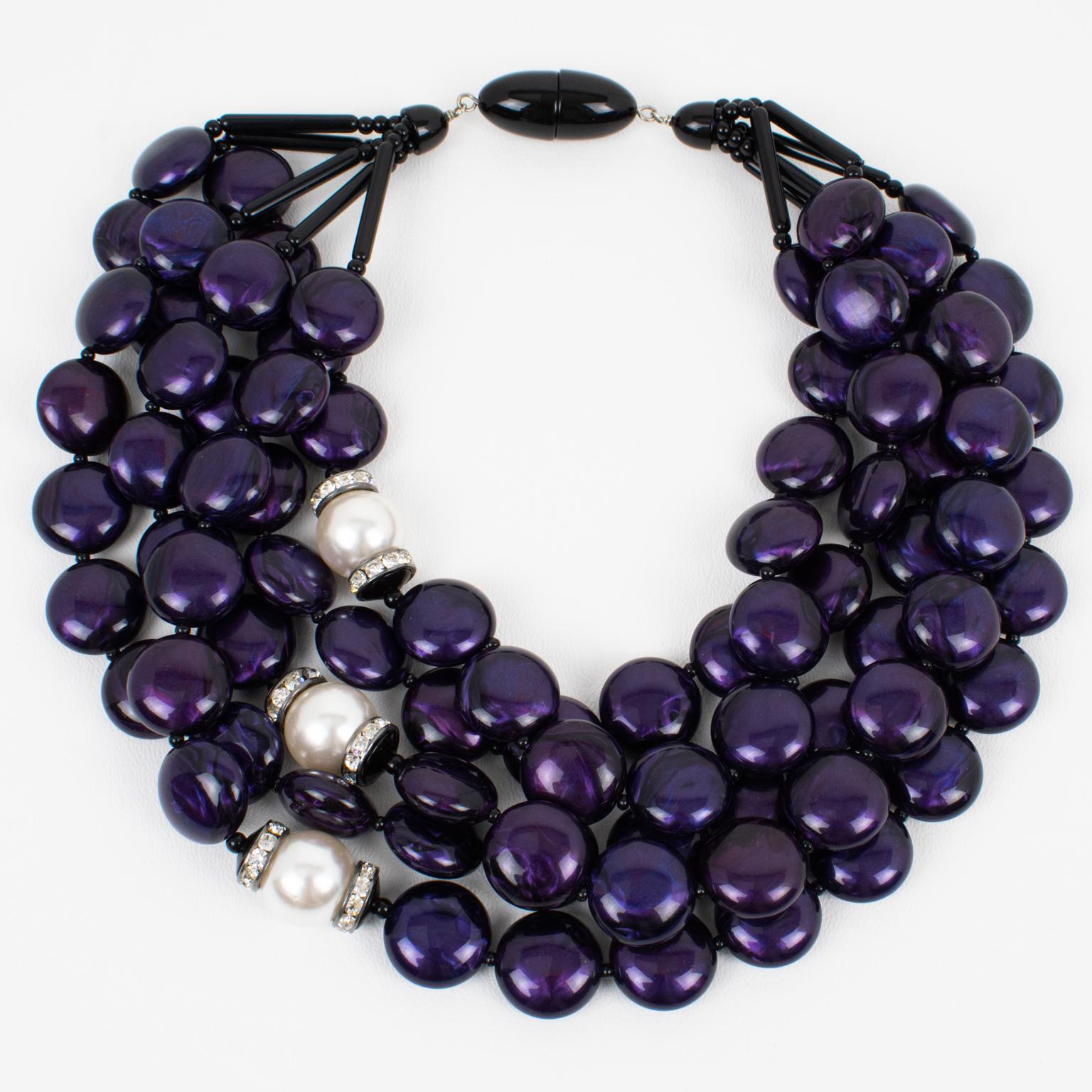 Angela Caputi Lila Harz Mehrreihige Choker-Halskette im Zustand „Hervorragend“ im Angebot in Atlanta, GA