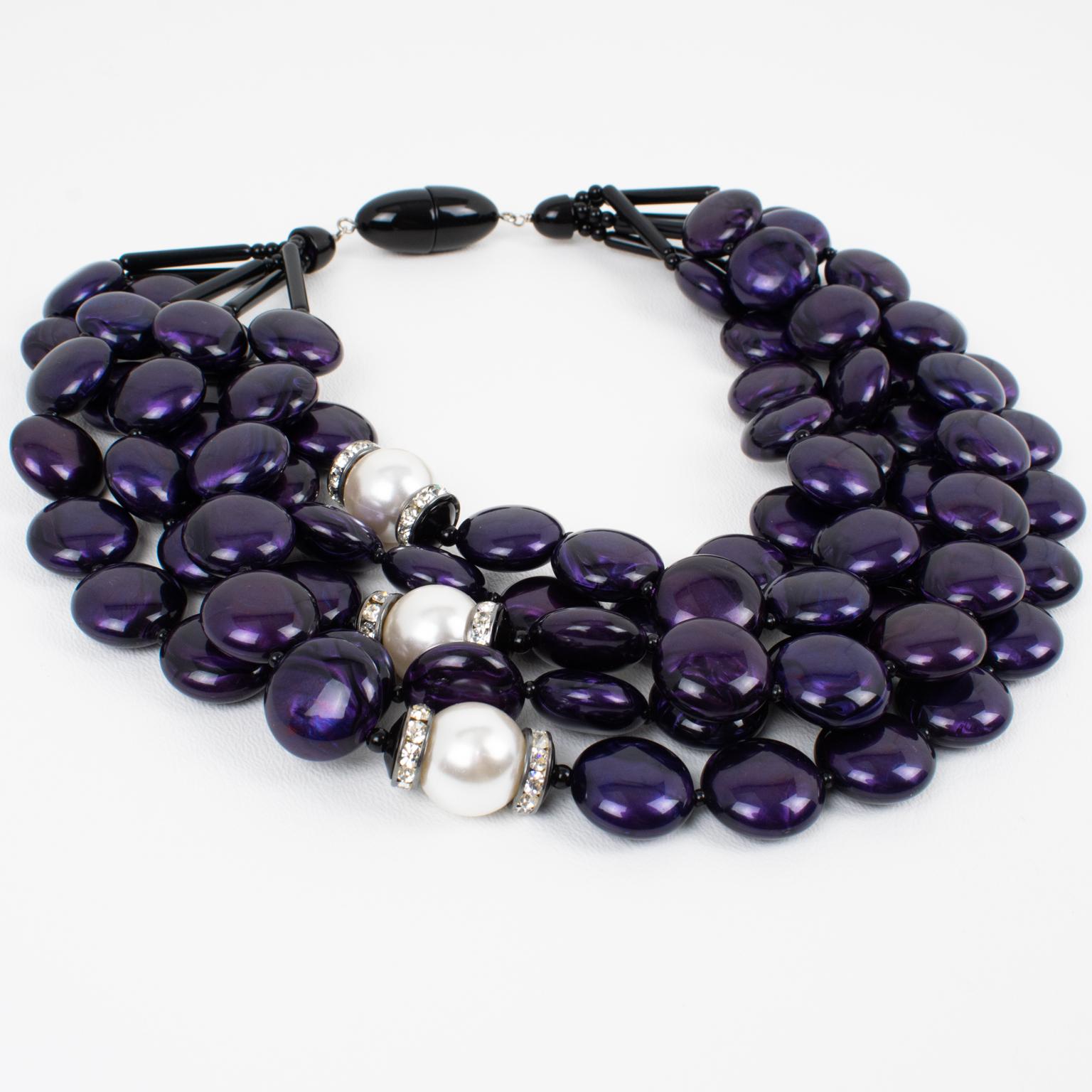 Angela Caputi Lila Harz Mehrreihige Choker-Halskette für Damen oder Herren im Angebot