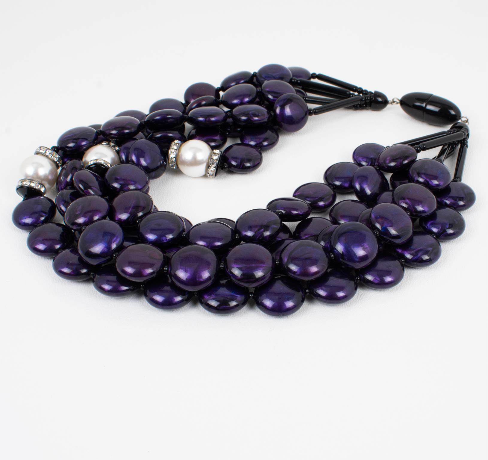 Angela Caputi Lila Harz Mehrreihige Choker-Halskette im Angebot 1