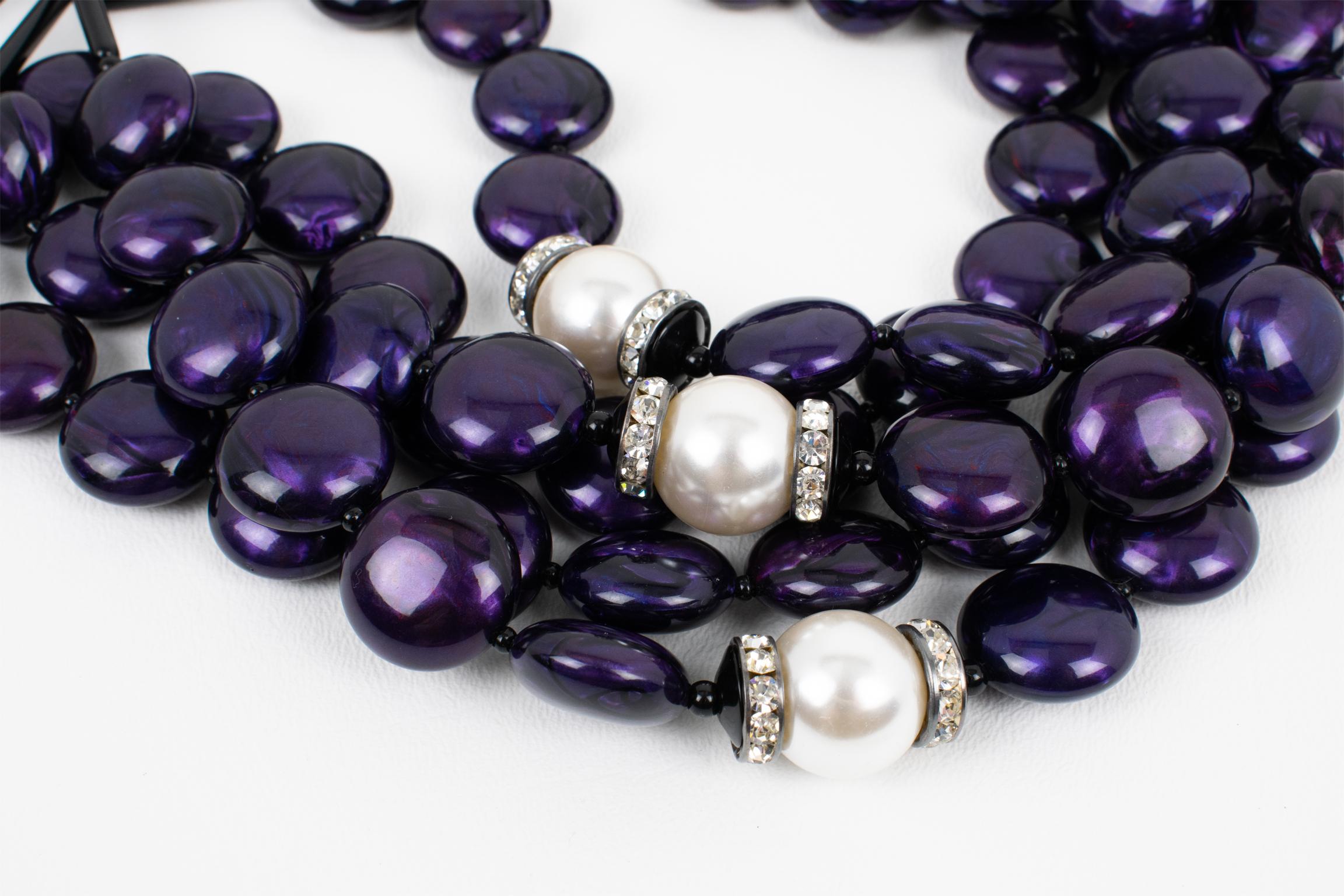 Angela Caputi Lila Harz Mehrreihige Choker-Halskette im Angebot 3