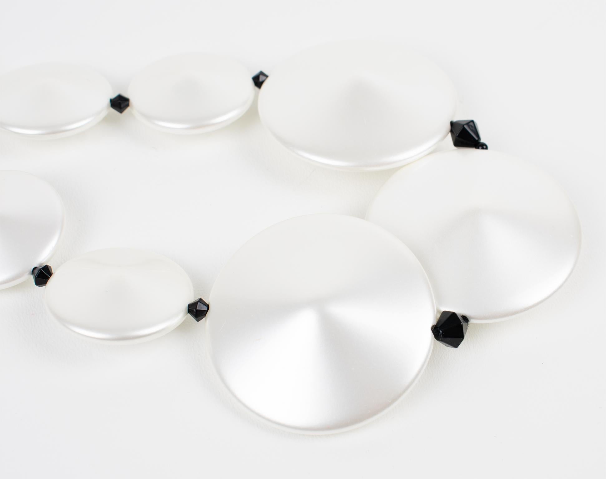 Angela Caputi Pearlized White and Black Resin Necklace For Sale 3